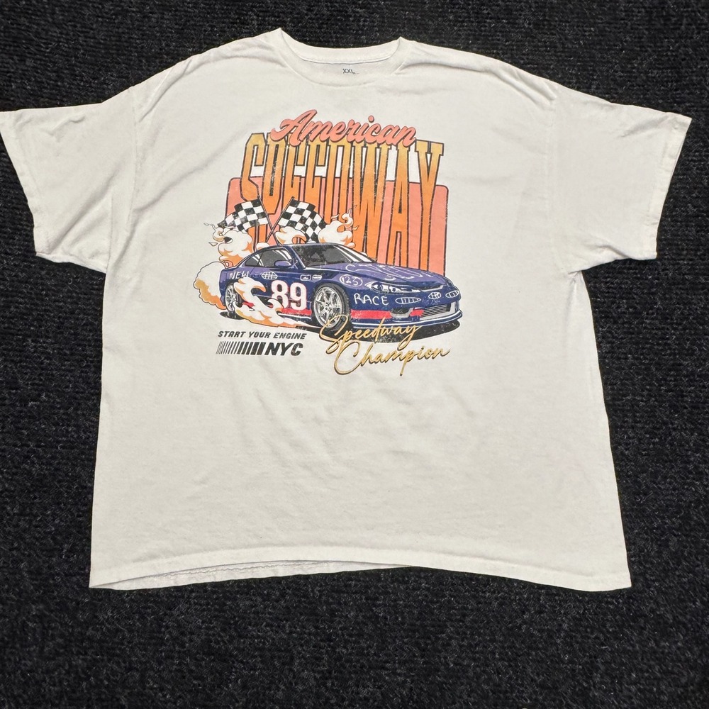 Goodie Two Sleeves Mens XXL American Speedway Champion Race Car Graphic T-Shirt